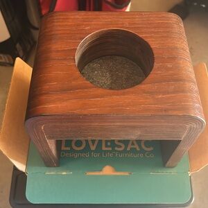 Lovesac Mid-Century Style Brown Wood Accent Stand